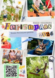 Fotocollage mit der Aufschrift Kreis Segeberg Ferienpass 2024